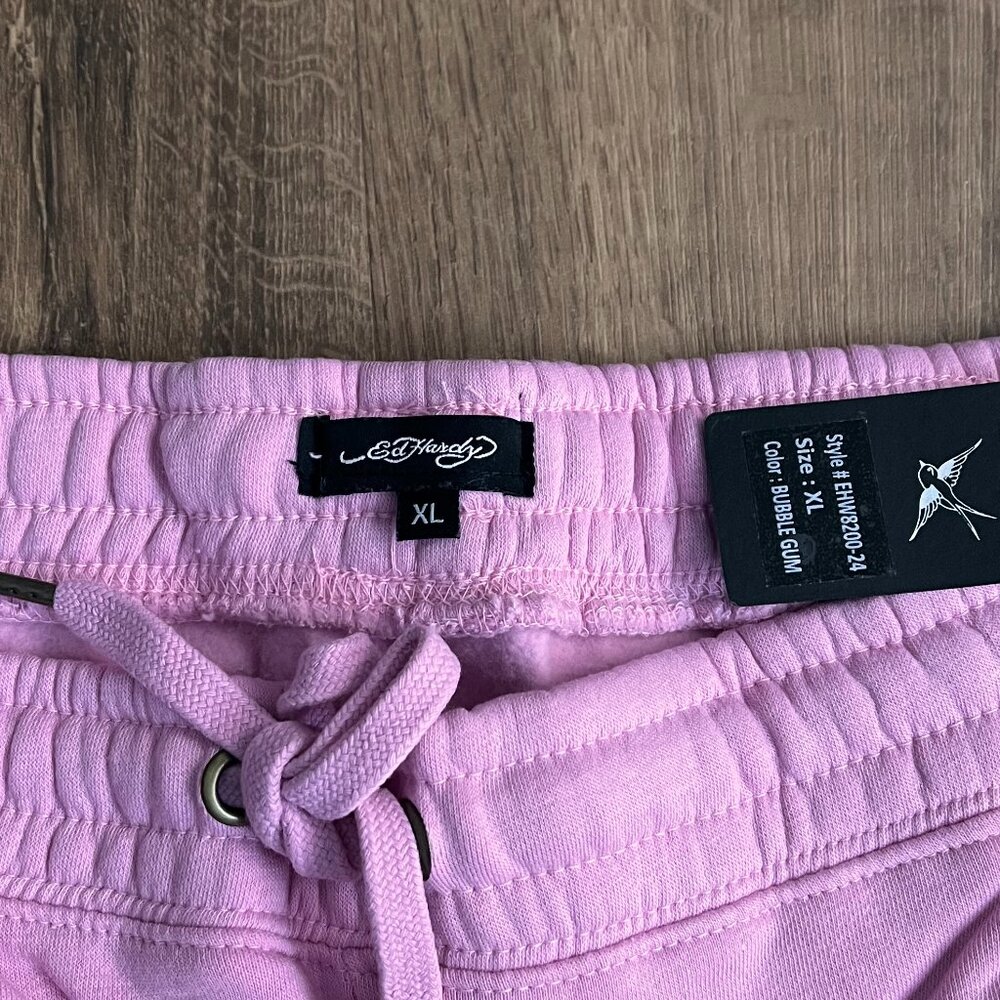 NEW Ed Hardy Tiger Tattoo Wide Leg Pink Jogger Sweatpants Y2K - Picture 8 of 15